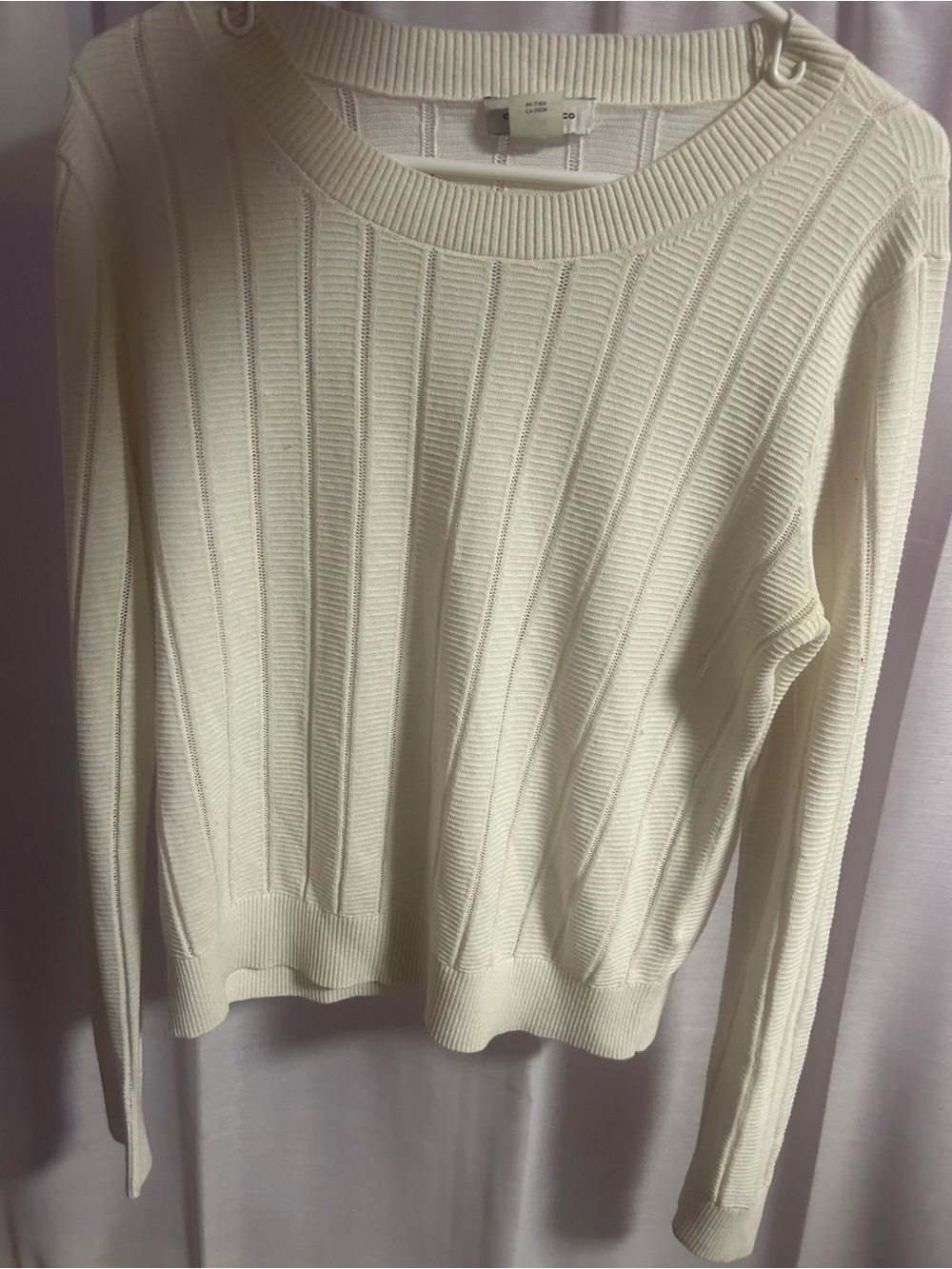 Club Monaco Off-White Ribbed Crewneck Sweater - Picture 2 of 5